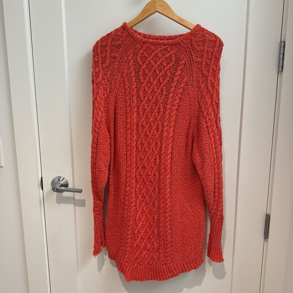 Free People Small Cozy Cable Knit Sweater - Red